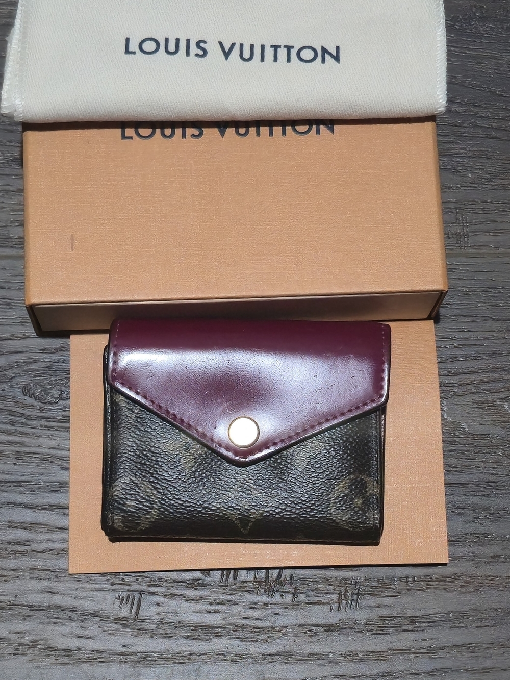 Louis Vuitton Burgundy and Brown Compact Wallet